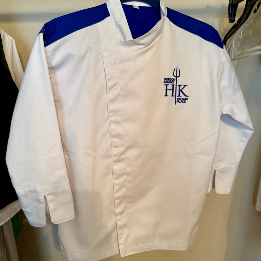 Kids White and Blue Chef Jacket